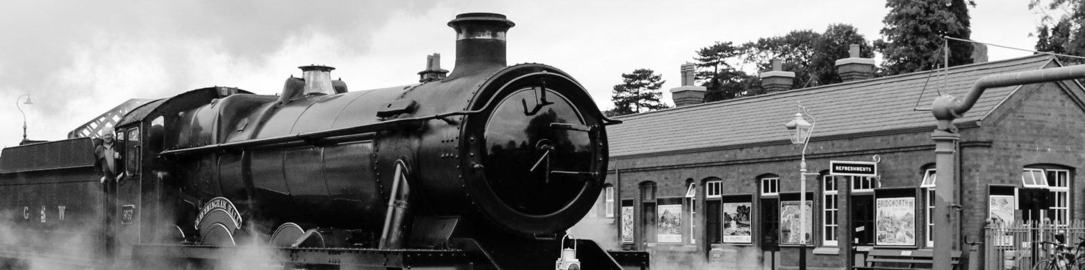 Steam train at a railway station