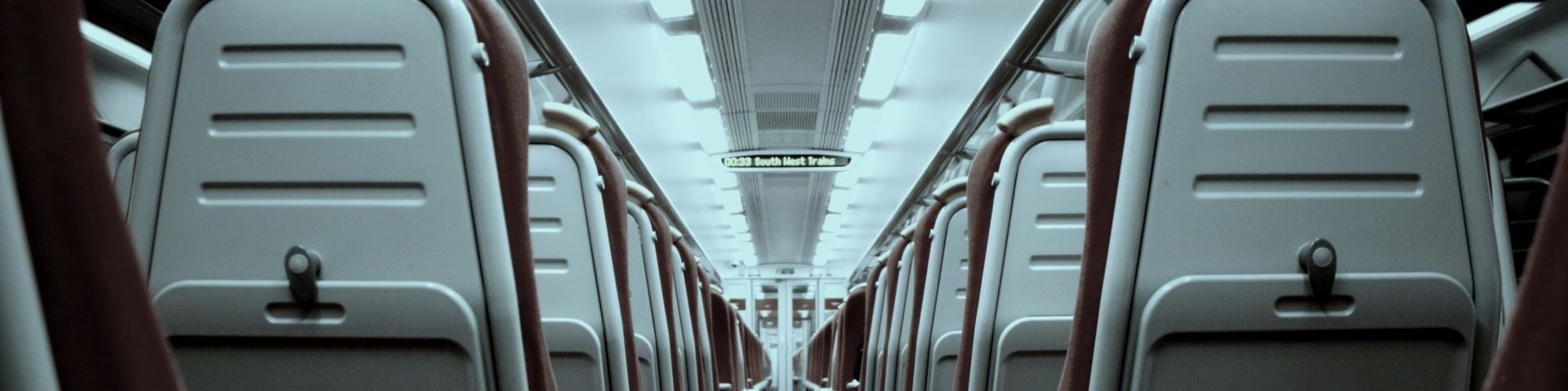 Photo of the aisle of a train