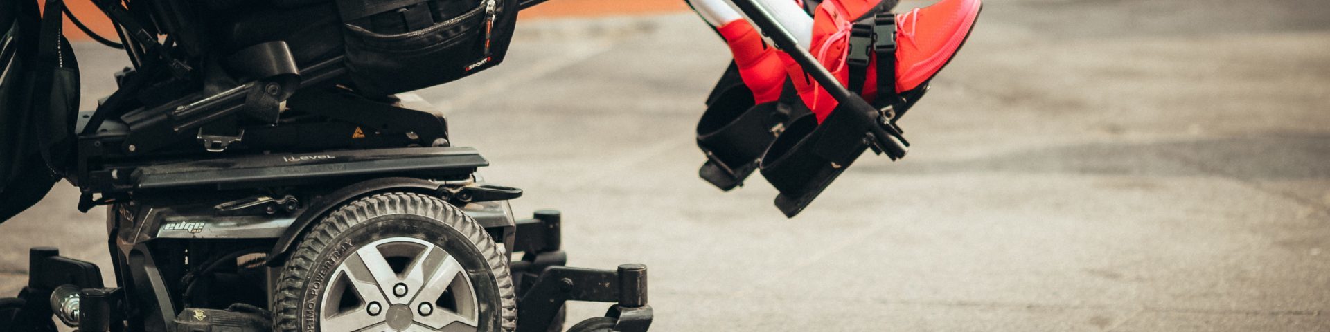 Image of the wheels of a power chair