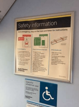 Safety information on a train